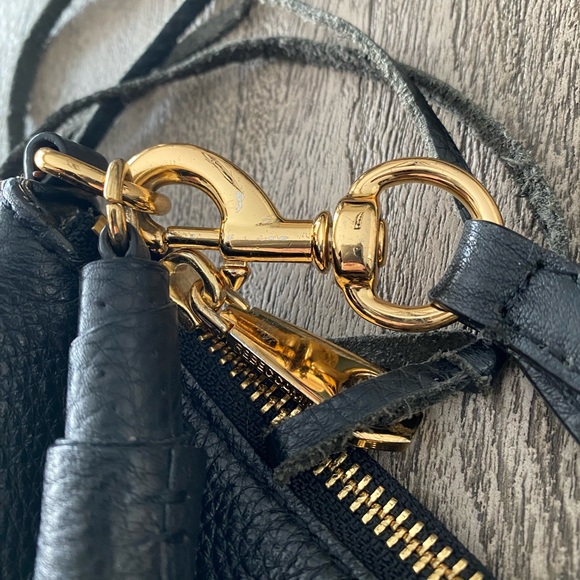 Authentic Rebecca Minkoff Black Leather Hobo Bag with Gold Chain Detail - Picture 7 of 11
